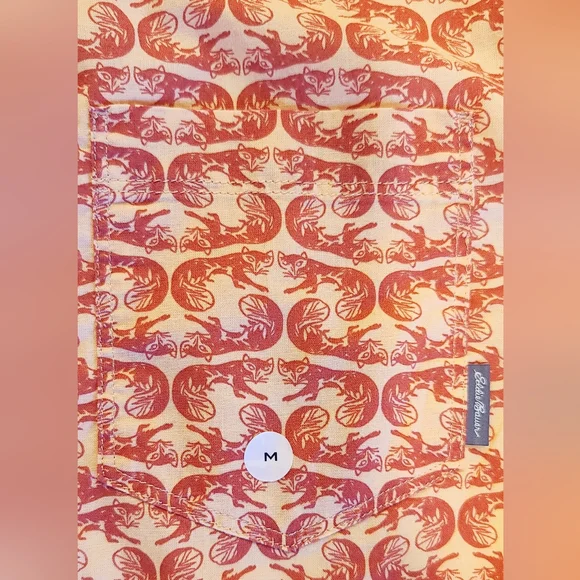 NWT - Eddie Bauer Mens Classic Short Sleeve Baja Shirt – Fox Print – Size M - Picture 9 of 16